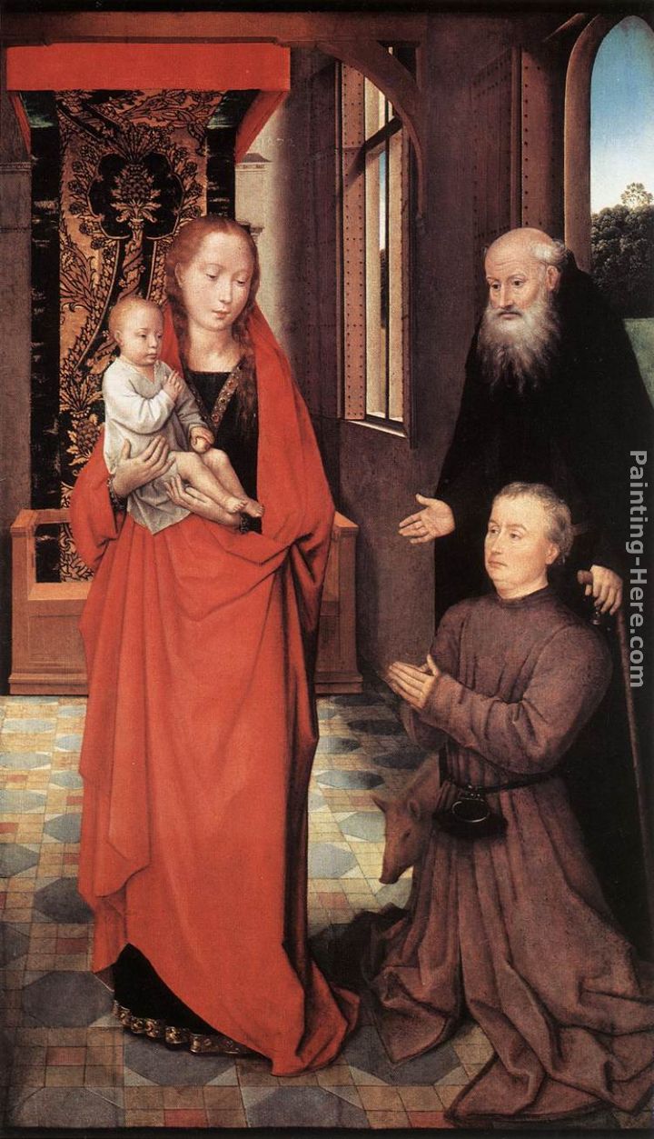 Virgin and Child with St Anthony the Abbot and a Donor painting - Hans Memling Virgin and Child with St Anthony the Abbot and a Donor art painting